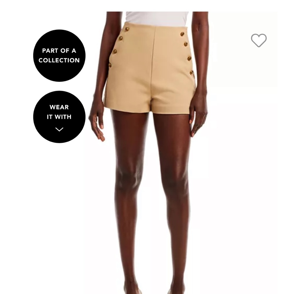 NWT Bloomingdales Aqua brand - high waist twill shorts - gold button detail.
